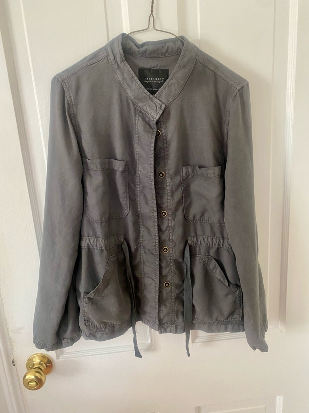 Sanctuary Charcoal Gray Lyocell Utility Cargo Jacket - Small
